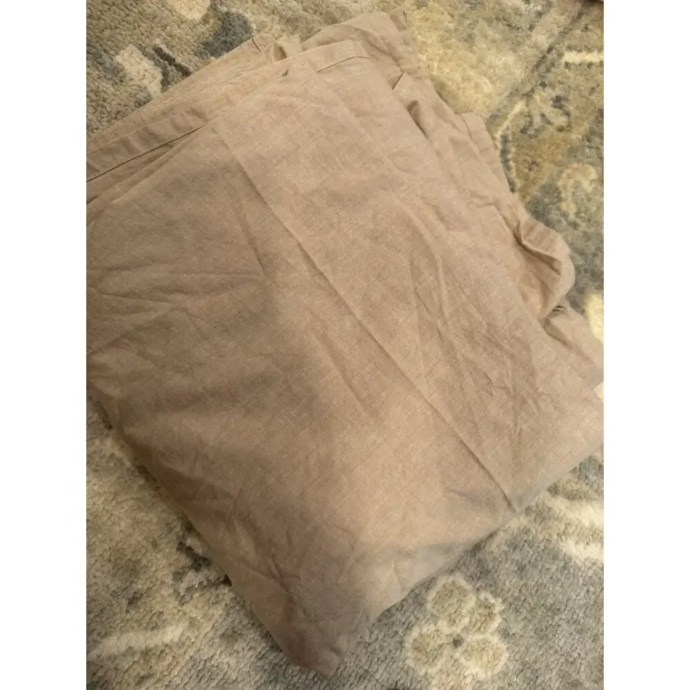 Coyuchi Organic Crinkled Percale™ Hazel Chambray Top Sheet Queen NEW